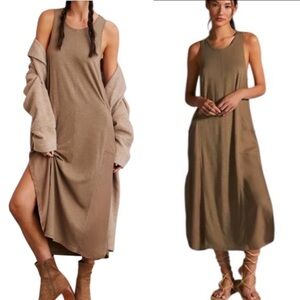 Anthropologie Daily Practice Relaxed Moss Side Slit Midi Maxi Tank Dress - M
